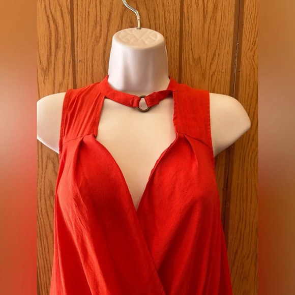 Free People Orange Drapey So Fine Blouse size small - Picture 5 of 7